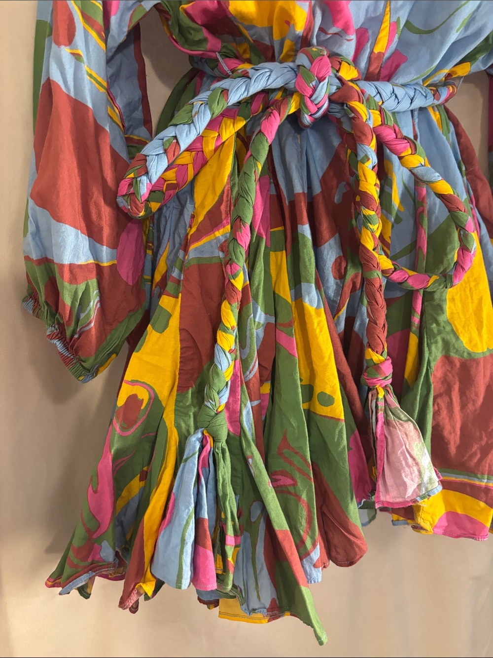 Rhode Ella Abstract Print Mini Dress with Braided Tie - Picture 3 of 11